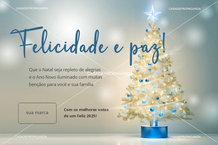 Cartão de Natal Árvore Azul