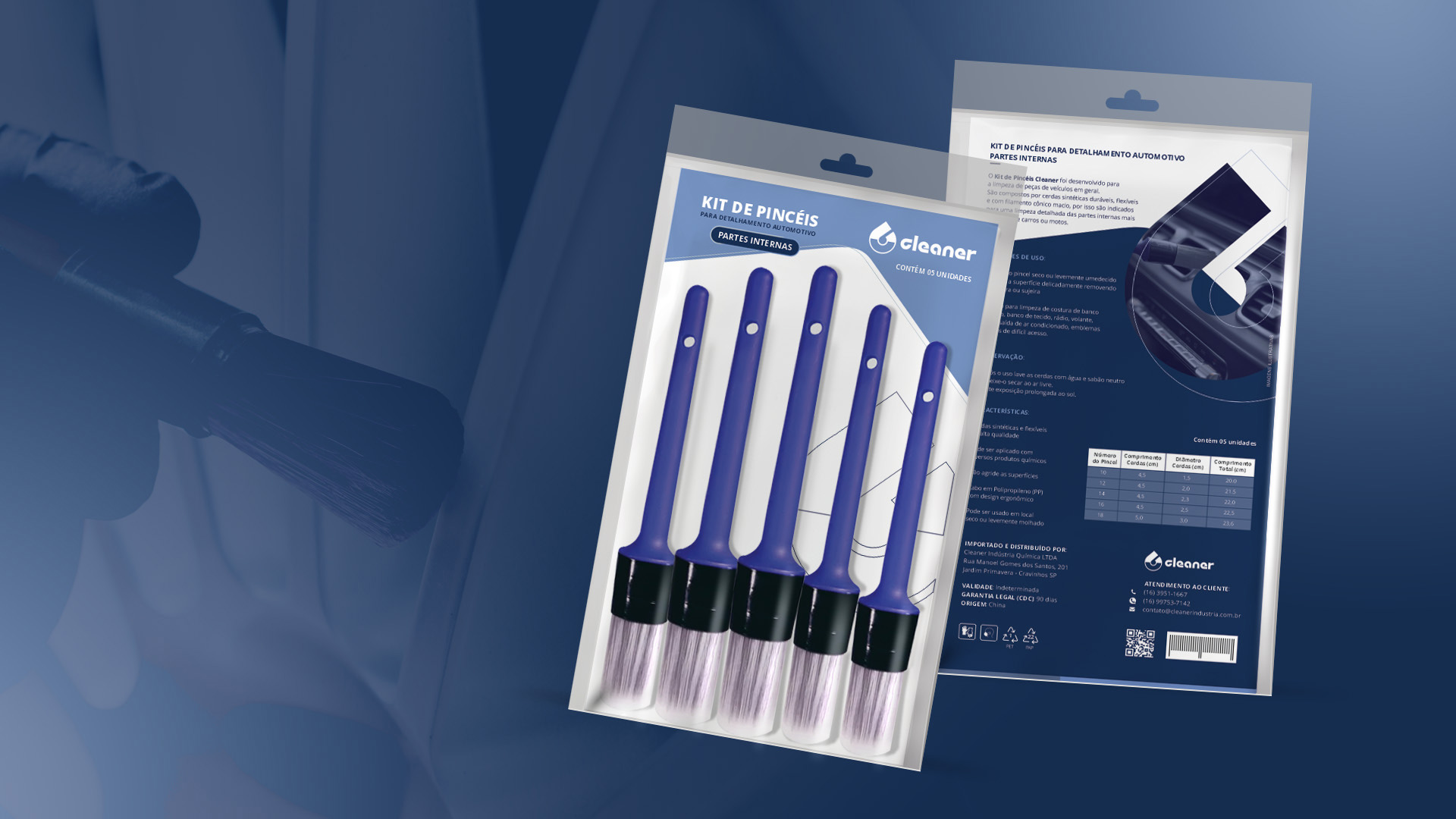 Criação de Embalagens Blister Kit Pinceis Automotivos - Cleaner