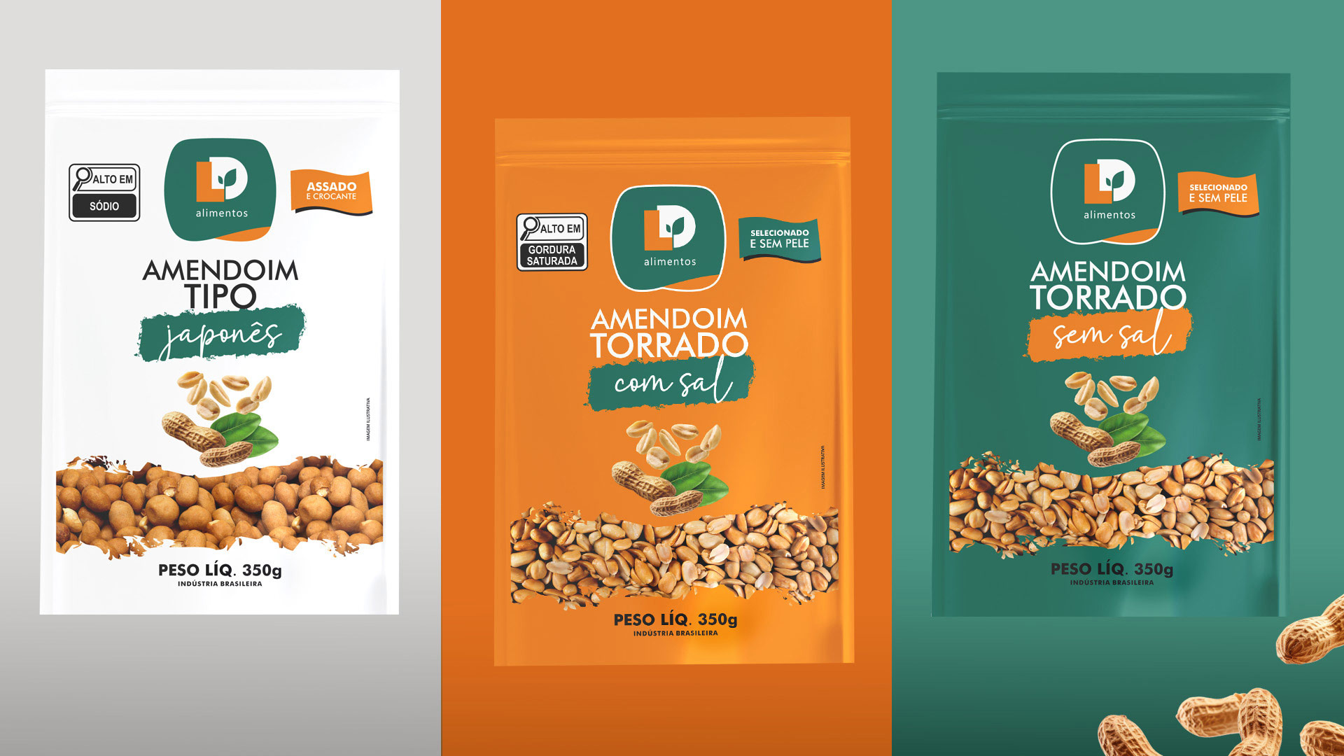 Criação Linha de Embalagens Amendoim - LD Alimentos