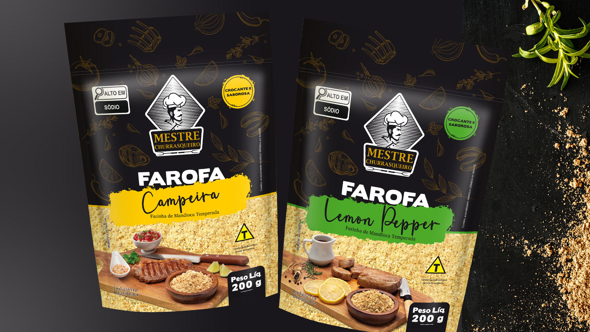 Criação de Embalagens Linha de Farofas - Mestre Churrasqueiro